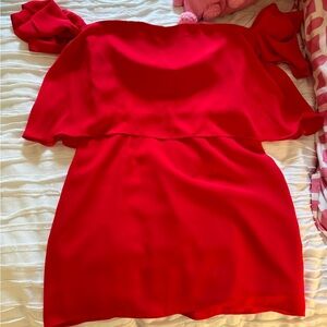 Off the shoulder red dress